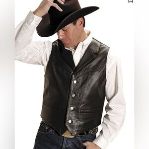 ROPER MEN'S NAPPA NOTCHED COLLAR LEATHER VEST Cowboy Western Motorcycle Sz XL